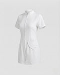 Women's nurse Halloween costume with zip-front mini dress, ruffled heart detail and matching cap - view 6