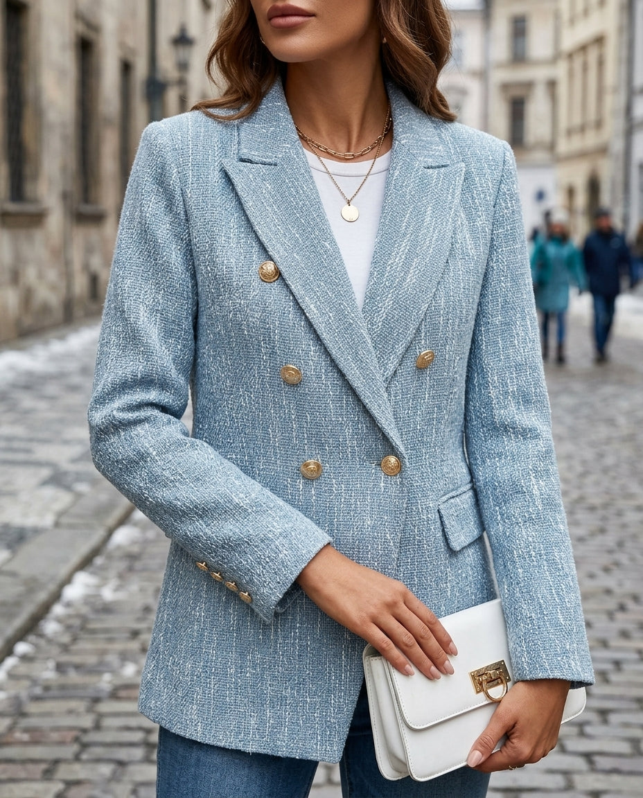 Bianca tweed double breasted blazer - view 2