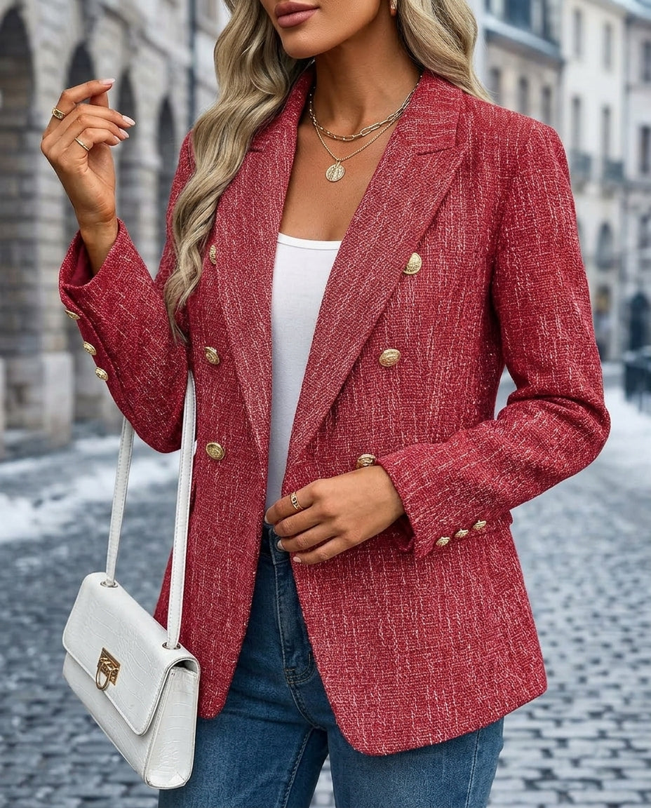 Bianca tweed double breasted blazer - view 3