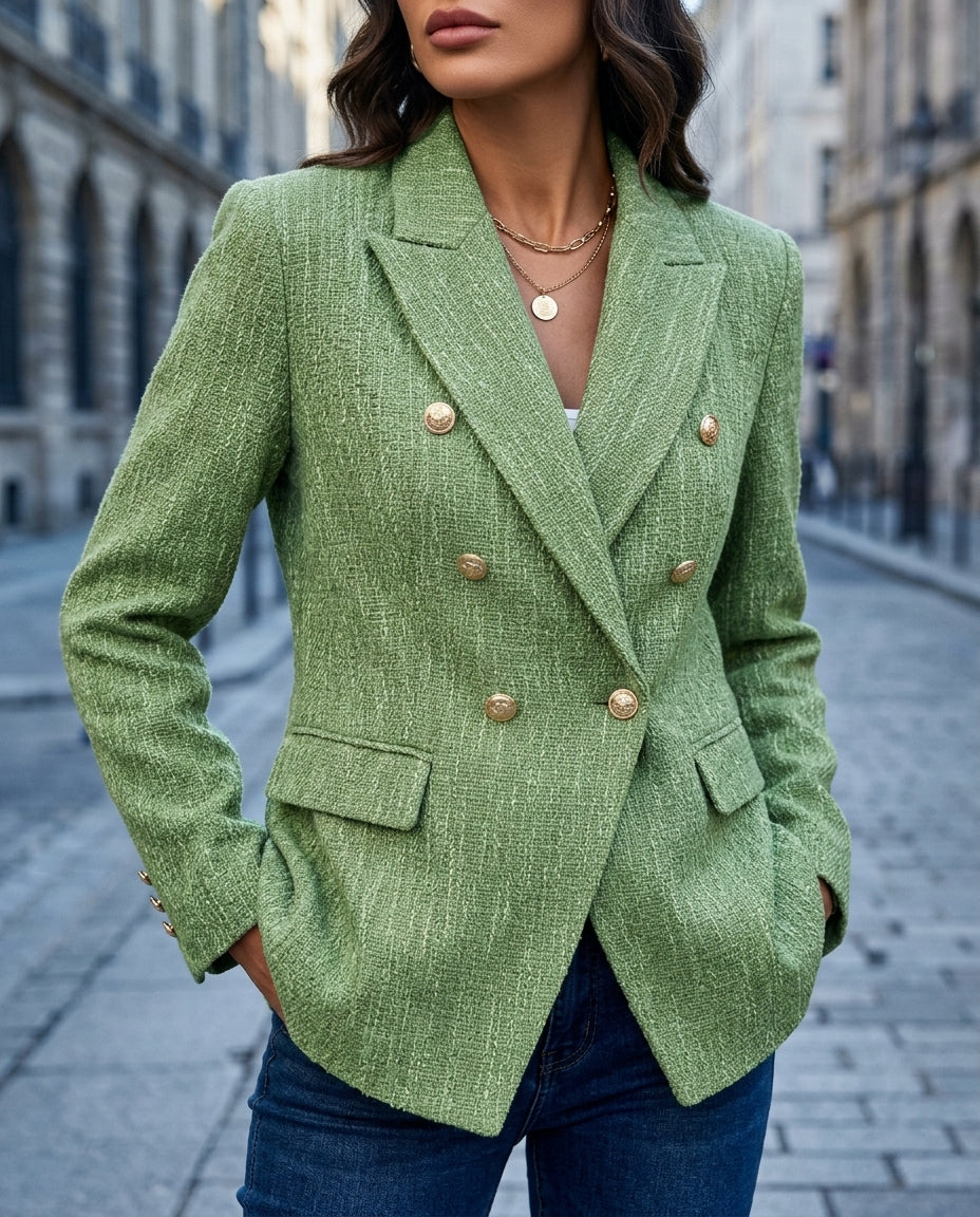 Bianca tweed double breasted blazer - view 4