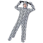 Kids Dalmatian dog costume jumpsuit with spotted hood, floppy ears, tail and paw mittens - view 3