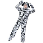 Kids Dalmatian dog costume jumpsuit with spotted hood, floppy ears, tail and paw mittens - view 5
