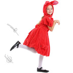 Girls plush bunny costume dress with eared hood, puff sleeves and pink bow - view 2