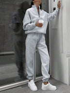 Gray half zip sweatshirt and jogger pants set for women