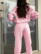 Gray half zip sweatshirt and jogger pants set for women - view 10