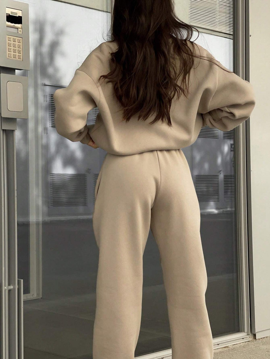 Gray half zip sweatshirt and jogger pants set for women - view 14