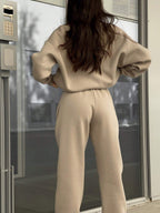 Gray half zip sweatshirt and jogger pants set for women - view 14