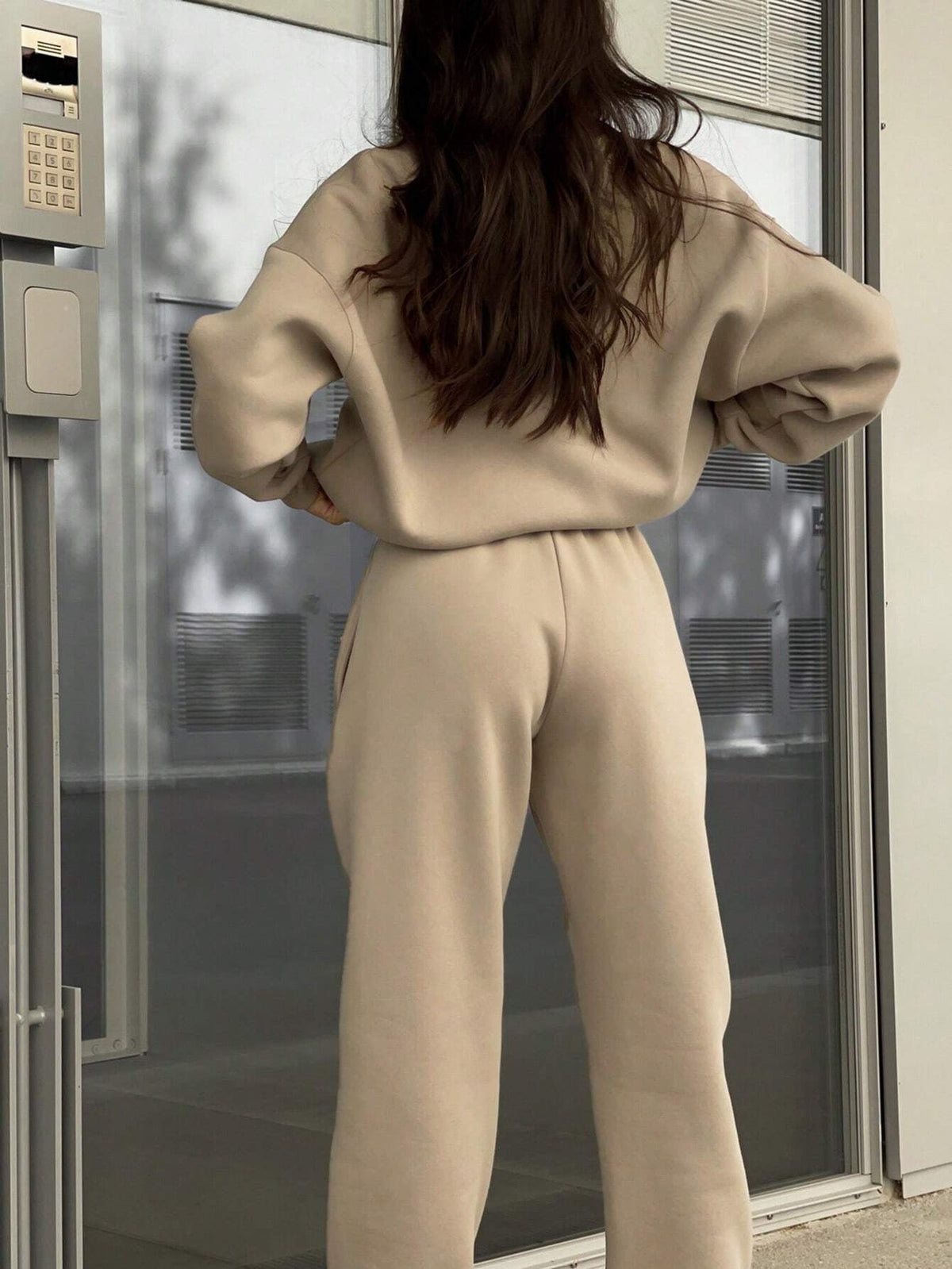 Gray half zip sweatshirt and jogger pants set for women - view 14