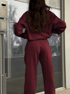 Gray half zip sweatshirt and jogger pants set for women - view 17