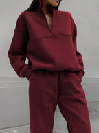 Gray half zip sweatshirt and jogger pants set for women - view 19