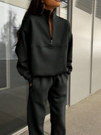 Gray half zip sweatshirt and jogger pants set for women - view 7