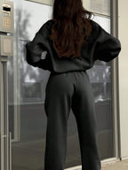 Gray half zip sweatshirt and jogger pants set for women - view 8