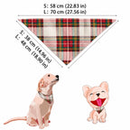 Red and white plaid matching family Christmas pajamas with red crew neck and cuffs - view 9