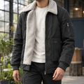 Men's zip up jacket with sherpa collar and zipped sleeve pocket