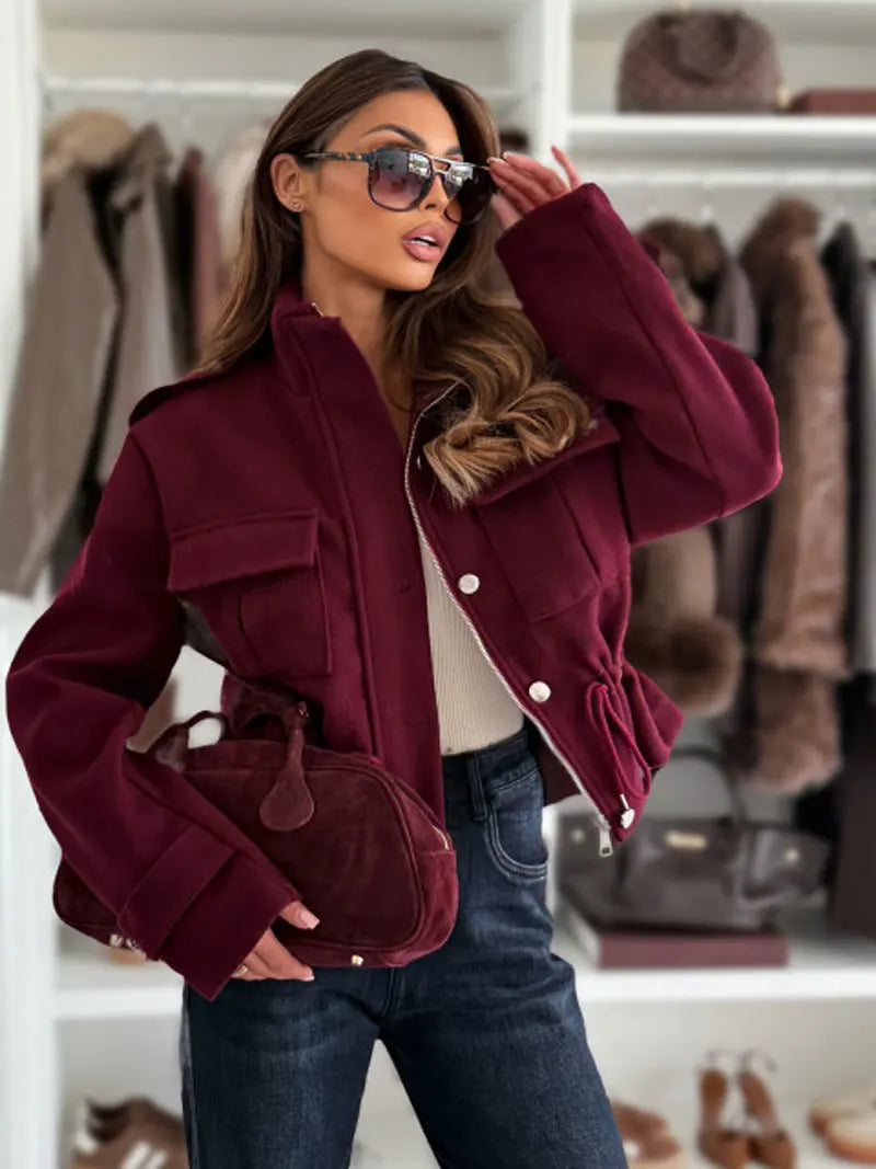 Camille drawstring waist cropped jacket - view 2