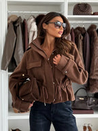 Camille drawstring waist cropped jacket - view 7