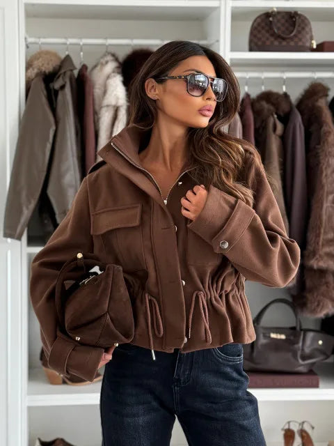 Camille drawstring waist cropped jacket - view 7