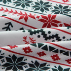 Family wearing matching Fair Isle Christmas pajamas with reindeer print and gray ribbed cuffs - view 16