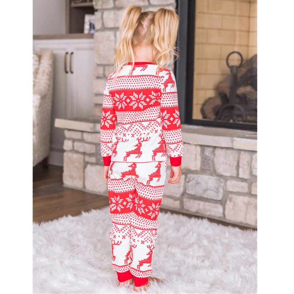 Matching family Christmas pajamas with red reindeer and snowflake print - view 8