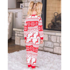 Matching family Christmas pajamas with red reindeer and snowflake print - view 8