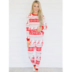 Matching family Christmas pajamas with red reindeer and snowflake print - view 9