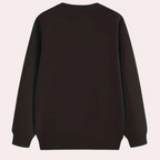 Black crewneck pullover sweatshirt with ghost holding a jack-o'-lantern balloon and pumpkin pail