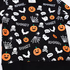 Kids black Halloween crewneck sweatshirt with pumpkin, ghost and bat print - view 3
