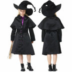 Men's black floor-length wizard Halloween costume robe with gray cuffs and white sigil print - view 7