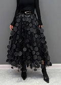 Textured tulle skirt with raised 3D dots and asymmetric hem