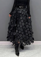 Textured tulle skirt with raised 3D dots and asymmetric hem - view 3
