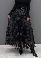 Textured tulle skirt with raised 3D dots and asymmetric hem - view 5