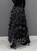Textured tulle skirt with raised 3D dots and asymmetric hem - view 8