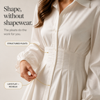 Colette | Pleated Waist Belted Shirt Dress
