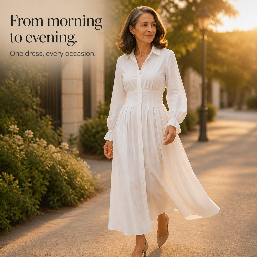 Colette | Pleated Waist Belted Shirt Dress