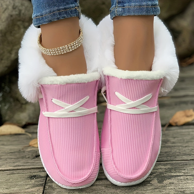 Cleo | Plush Collar Slip-On Winter Sneakers