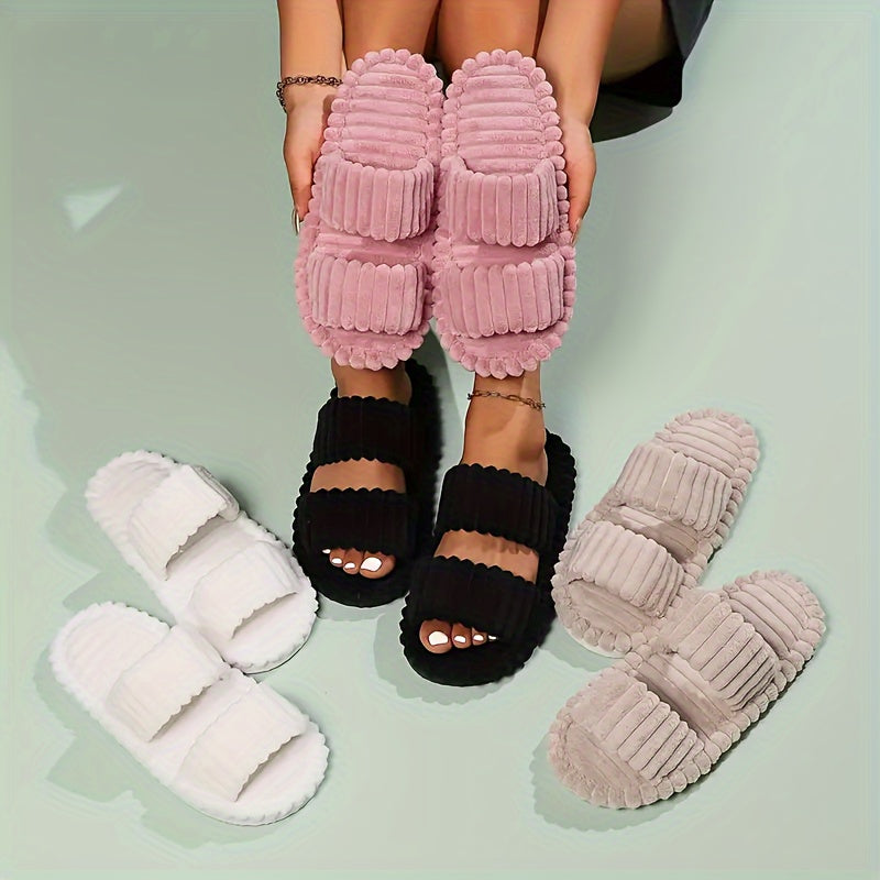 Coco | Plush Open Toe House Slippers