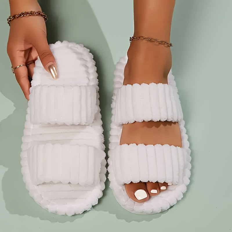 Coco | Plush Open Toe House Slippers