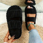 Coco | Plush Open Toe House Slippers