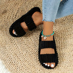 Coco | Plush Open Toe House Slippers