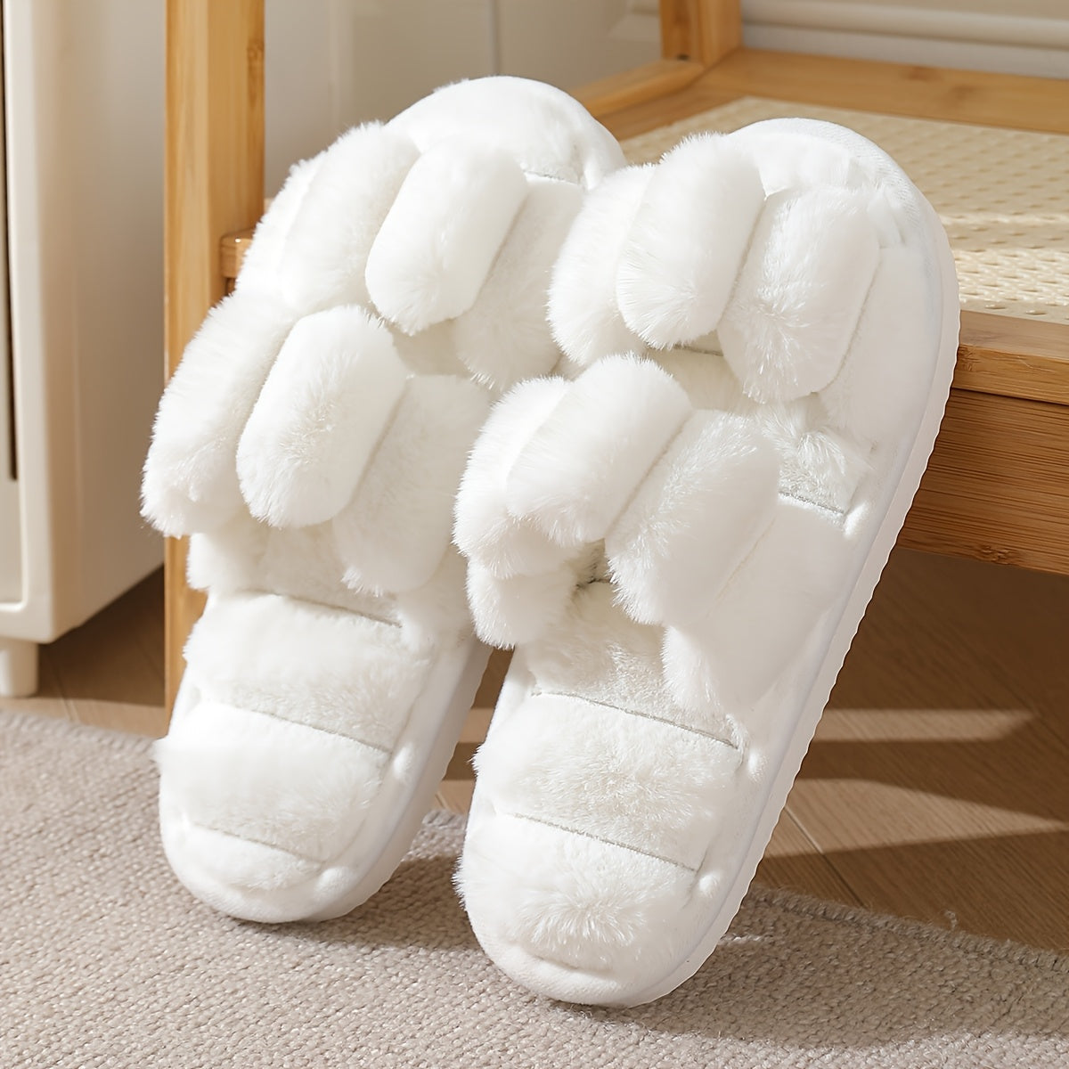 Coco | Plush Open Toe House Slippers