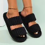 Coco | Plush Open Toe House Slippers