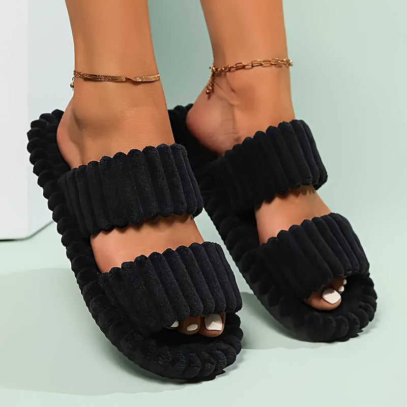Coco | Plush Open Toe House Slippers