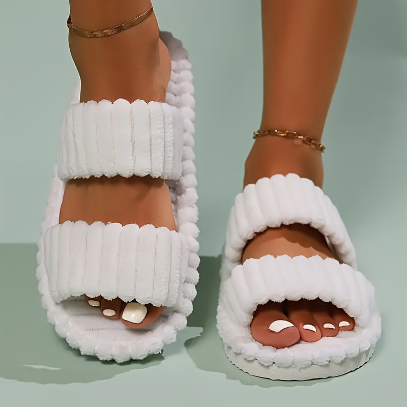Coco | Plush Open Toe House Slippers