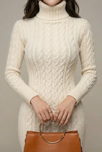 Emmeline cable knit turtleneck midi dress - view 2
