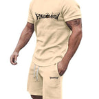 Men's Halloween T-shirt and drawstring shorts matching set with jack-o'-lantern graphic - view 3
