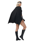 Black warrior couples Halloween costume with cape and armor-print panels - view 2