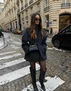 Elena belted funnel neck short coat - view 2