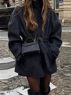 Elena belted funnel neck short coat - view 3