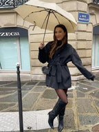 Elena belted funnel neck short coat - view 6
