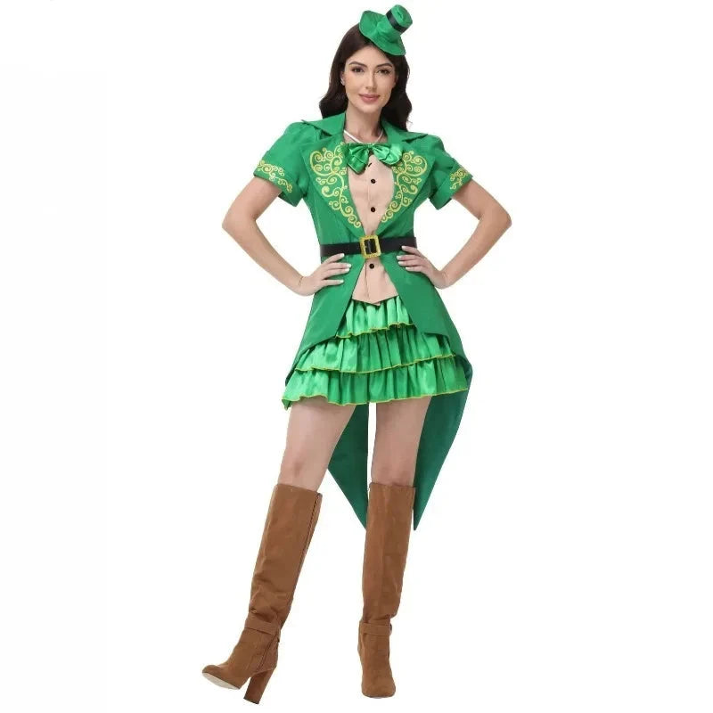 Green hatter couples Halloween costume with gold embroidered jackets - view 3
